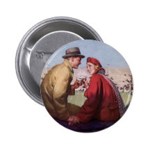 Vintage Liebe und Romance, Paare am Fußball-Spiel Buttons