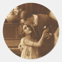 Vintage Liebe und Romance, romantische Musik Aufkleber