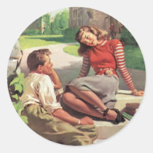 Vintage Liebe und Romance Unicoed-Studenten Runde Sticker