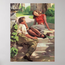 Vintage Liebe und Romance Unicoed-Studenten Posterdrucke