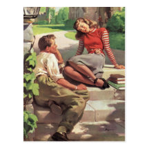 Vintage Liebe und Romance Unicoed-Studenten Postkarten