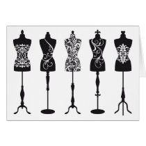 Vintage Modemannequin-Silhouetten karten