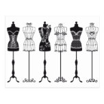 Vintage Modemannequin-Silhouetten Postkarte