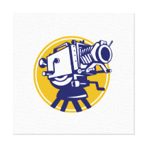 Vintage Movie Film Camera Retro Gallery Wrap Canvas