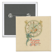 Vintage neue Jahre Baby-Uhr- Anstecknadelbuttons