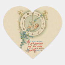 Vintage neue Jahre Baby-Uhr- Sticker