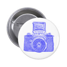 Vintage Ostdeutsche Kamera - elektrisches Blau Anstecknadelbuttons