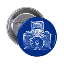 Vintage Ostdeutsche Kamera II - dunkelblau Button