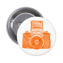 Vintage Ostdeutsche Kamera - Orange Anstecknadelbuttons
