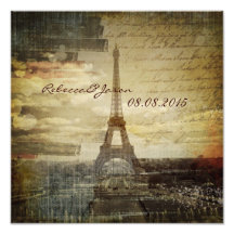 Vintage Paris-Hochzeit eleganten effiel Turms Fotografischer Druck