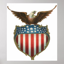 Vintage patriotische amerikanische Flagge und kahl Plakatdruck