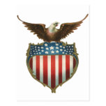 Vintage patriotische amerikanische Flagge und kahl Postkarten