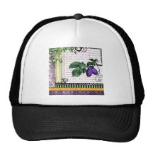 Vintage Pflaumen-Frucht-Collage Baseballkappen