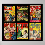 Vintage Plakat-Comic-Bucheinband-Liebe-Geschichten