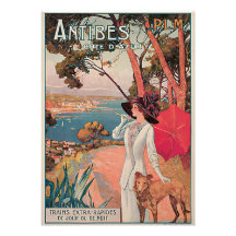 Vintage Reise-Anzeige Antibes, Frankreich Einladungskarten