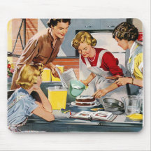 Vintage Retro Frauen-Anzeige ließ uns einen Kuchen Mousepads