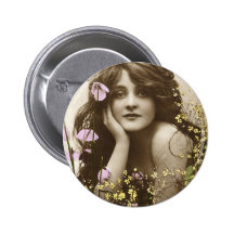 Vintage Retro Frauen-viktorianisches Blumen-Mädche Anstecknadelbuttons