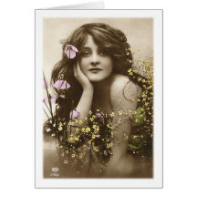 Vintage Retro Frauen-viktorianisches Blumen-Mädche Karten
