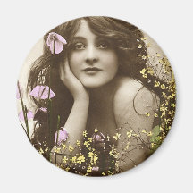 Vintage Retro Frauen-viktorianisches Blumen-Mädche Magnete
