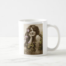 Vintage Retro Frauen-viktorianisches Blumen-Mädche Tasse