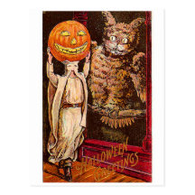 Vintage Retro Halloween-Gruß-gespenstische Eule Postkarten