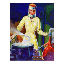 Vintage Retro Massen-Dame Women Scientist der Frau Postkarte