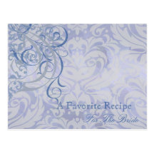 Vintage Rokoko-blaue Brautparty-Rezept-Karte Postkarten