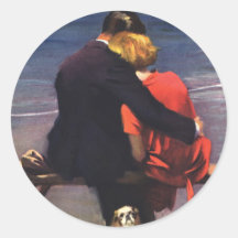 Vintage romantische Liebe, Romance auf dem Strand Sticker