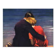 Vintage romantische Liebe, Romance auf dem Strand Postkarte