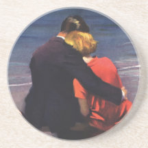 Vintage romantische Liebe, Romance auf dem Strand Untersatz