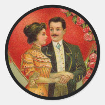 Vintage romantische Paarevalentine-Aufkleber