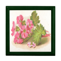 Vintage, rosa Blumen, grünes Blätter, Geschenkbox