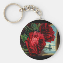 Vintage Rosen und Segel-Boot Schlüsselanhänger