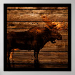 Vintage rustikale WESTERN-Land Woodgrain ELCHE Plakatdrucke