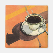 Vintage Schale Kaffee mit Soße und Löffel Magnete