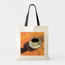 Vintage Schale Kaffee mit Soße und Löffel Einkaufstasche