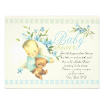 Vintage Schlafenbaby-Dusche Individuelle Ankündigungskarte