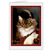 Vintage schottische Hochland-Junge-Katzen-Kunst-Ka