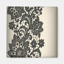 Vintage schwarze Spitze-beige Paris-Mode Kühlschrankmagnete