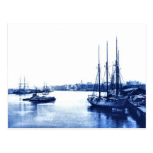 Vintage Segel-Boote Postkarte