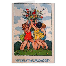 Vintage slowakische/Tschechen Ostern Karte
