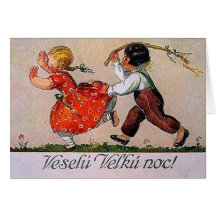 Vintage slowakische/Tschechen Ostern Karte