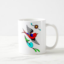 Vintage Spatzen-Tätowierung Kaffee Tassen