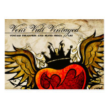 Vintage städtische Tätowierung Winged Herz-Geschäf Visitenkarten