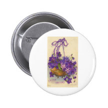 VINTAGE SÜSSE VEILCHEN-OSTERN-GRÜSSE ANSTECKNADELBUTTON