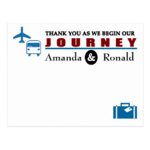 Vintage Travel Themed Wedding Thank You Card Postcards