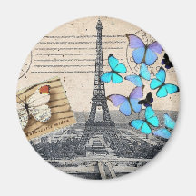 Vintage Turm-Schmetterlingsmode Paris Effiel Kühlschrankmagnet