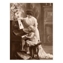 Vintage unterrichtende Kinderklavier-Musik-Postkar