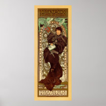 Vintage Vertikalefahne Alphonse Mucha Lorenzaccio Plakat