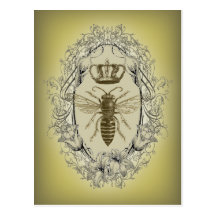 Vintage viktorianische Bienen-Königinkrone Mode Postkarte